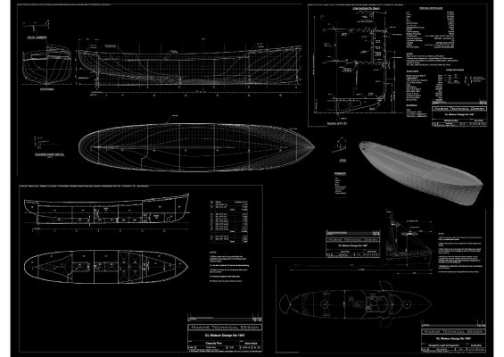 Drawing Collage of 37.5m Classic Yacht